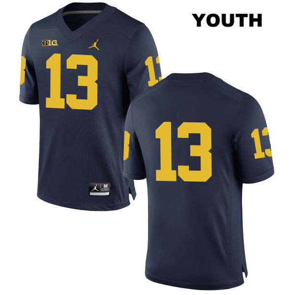 Youth NCAA Michigan Wolverines Eddie McDoom #13 No Name Navy Jordan Brand Authentic Stitched Football College Jersey SC25T17UE